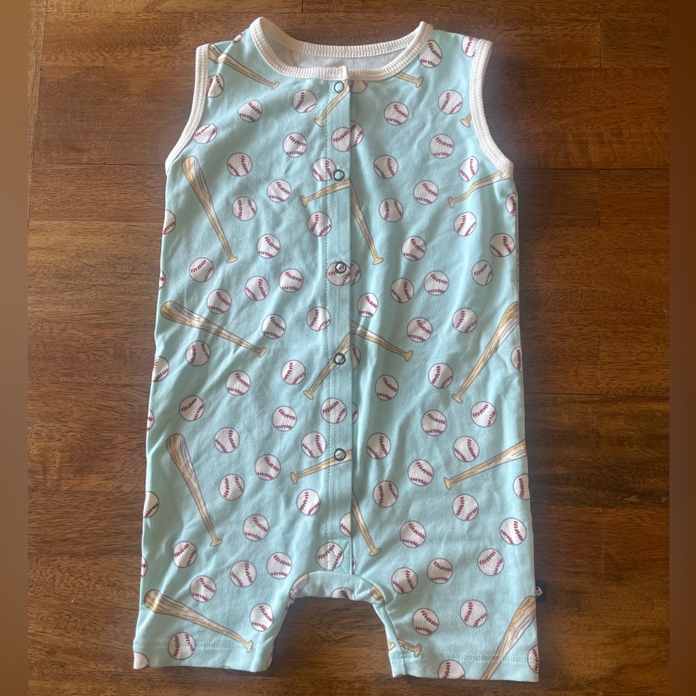 NWOT Sweet Bamboo Baseball Print Romper